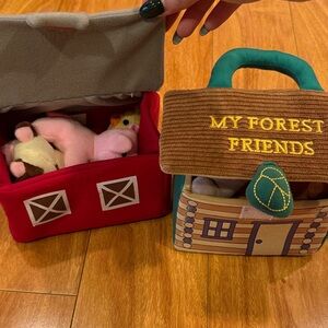 Plush Kids Toy Set - Red and Brown